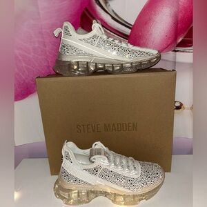 Steve Madden White Sneakers with Clear Sole, NWT.